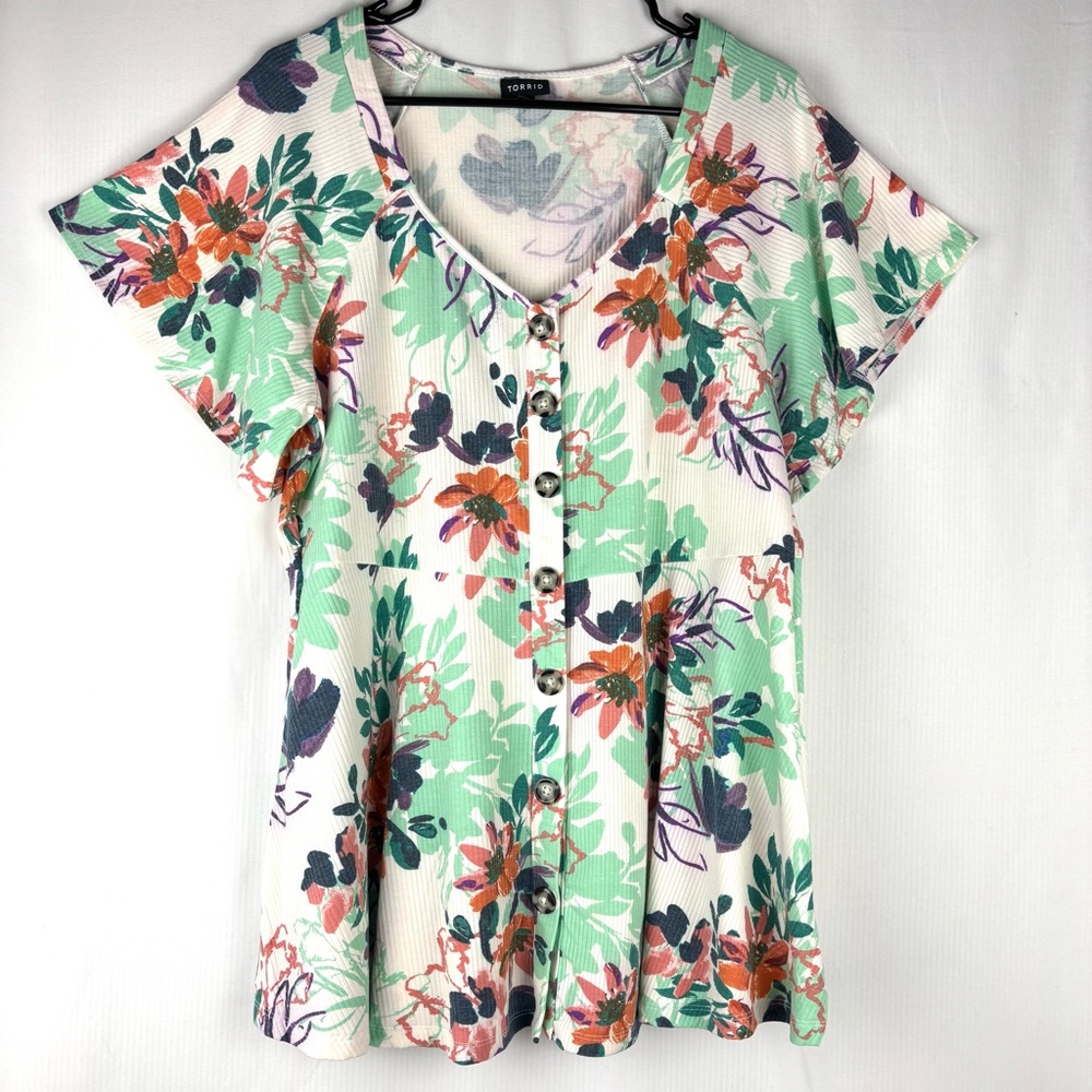 Torrid Soft Floral Button Blouse 2X